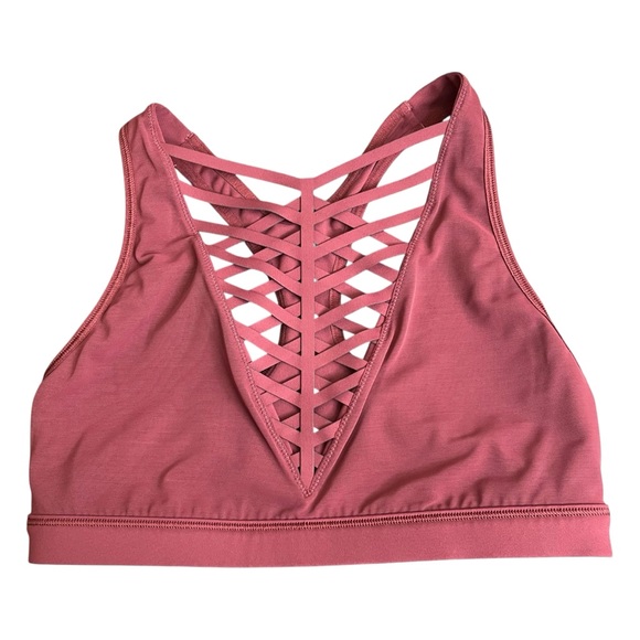 Victoria Sport Dusty Rose‎ Laser Cut Strappy Sports Bra Small - Picture 2 of 4
